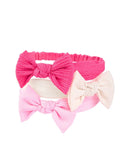 Kit faixa de cabelo bebê 3 peças laço multicor |