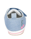 Sapato bebê cano baixo jeans com recortes azul |