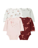 Kit body bebê 4 peças manga longa beija-flor multicor |