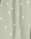 Macacão bebê com babados texturizado floral verde |