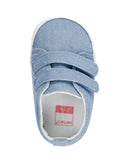 Sapato bebê cano baixo jeans com recortes azul |