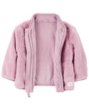 Casaco bebê de sherpa com zíper rosa |