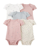 Kit body bebê 5 peças manga curta coruja floral multicor |