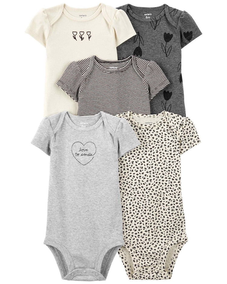 Kit body bebê 5 peças love to smile multicor |