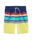 Bermuda água infantil listras com elástico multicor |