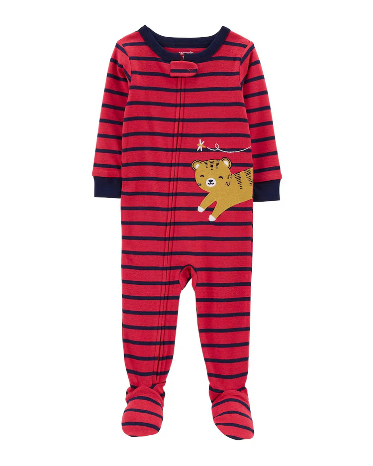 Macacão pijama infantil listrado patch vermelho |