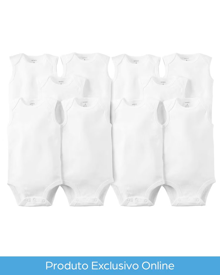 Kit body bebê 10 peças regata branco |