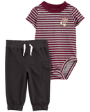Conjunto longo bebê 2 peças listrado multicor |