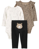 Conjunto longo bebê 3 peças babados onça multicor |