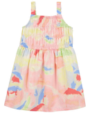 Vestido infantil tie-dye com elástico multicor |