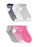 Kit meia infantil 6 pares listras branco |