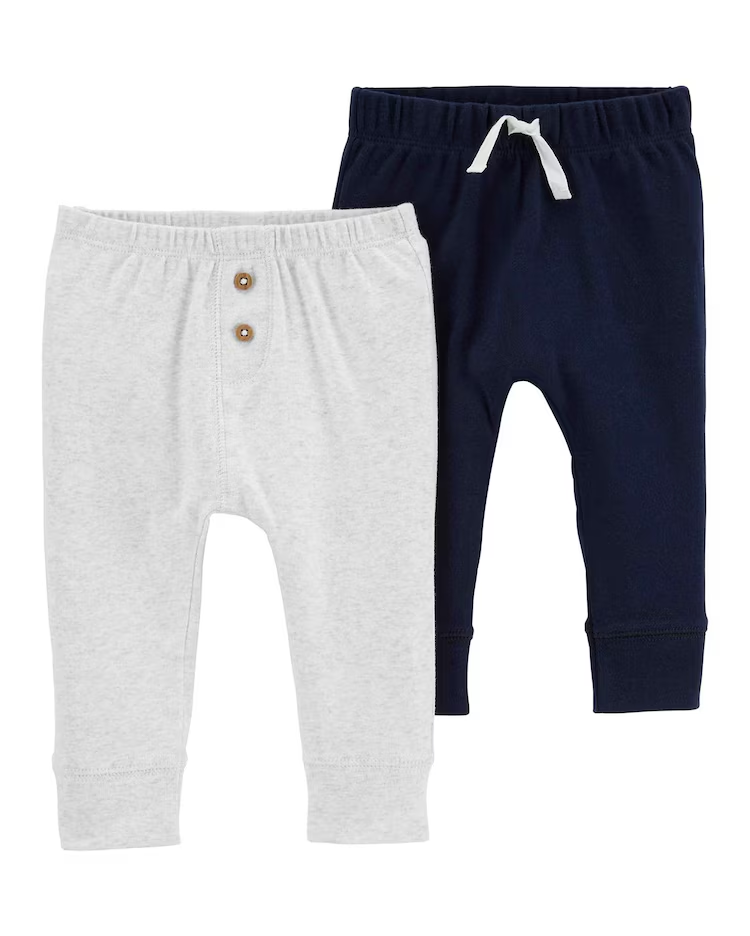 Kit Calça Bebê Carter's 2 Peças Cinza Mescla Claro/Azul Marinho Tam RN a 24 Meses