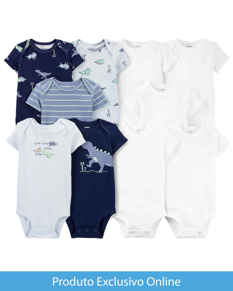 Enxoval bebê 10 peças dinossauros e lisos multicor |