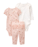 Conjunto longo bebê 3 peças bichinhos com babados multicor |