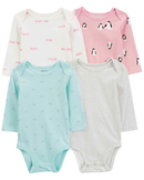 Kit body bebê 4 peças manga longa estampados multicor |