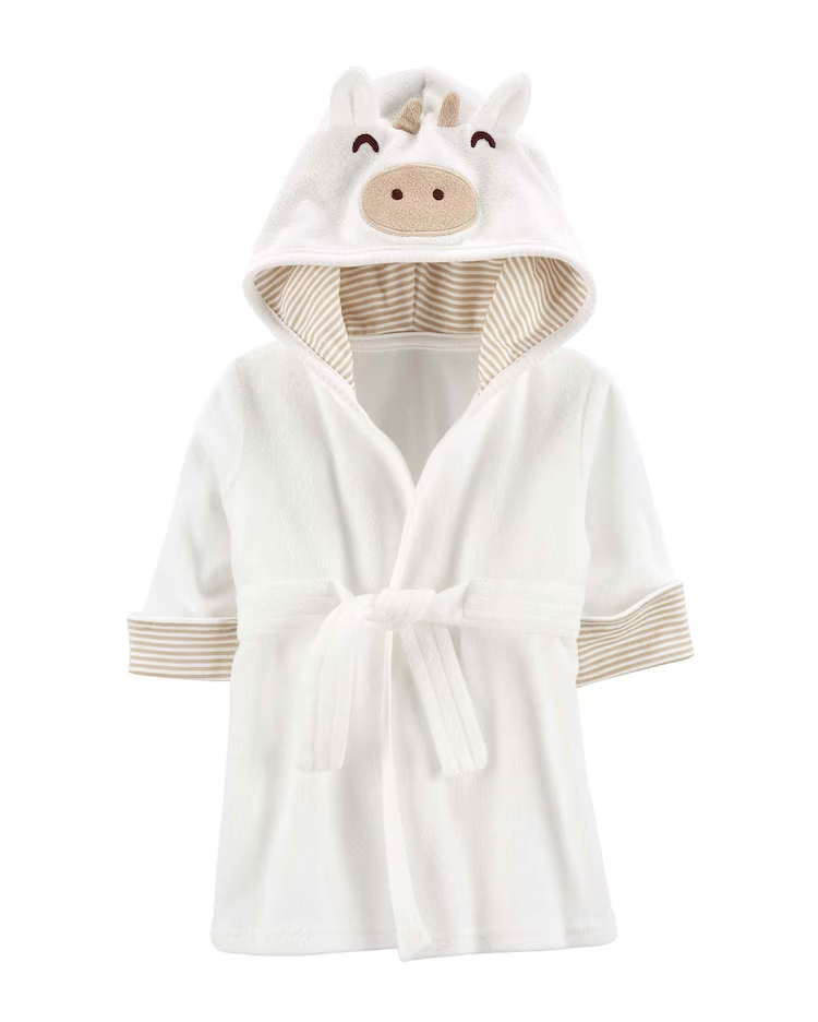 Roupão bebê capuz bordado branco |