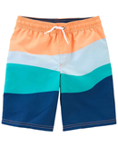 Bermuda água infantil com listras multicor |