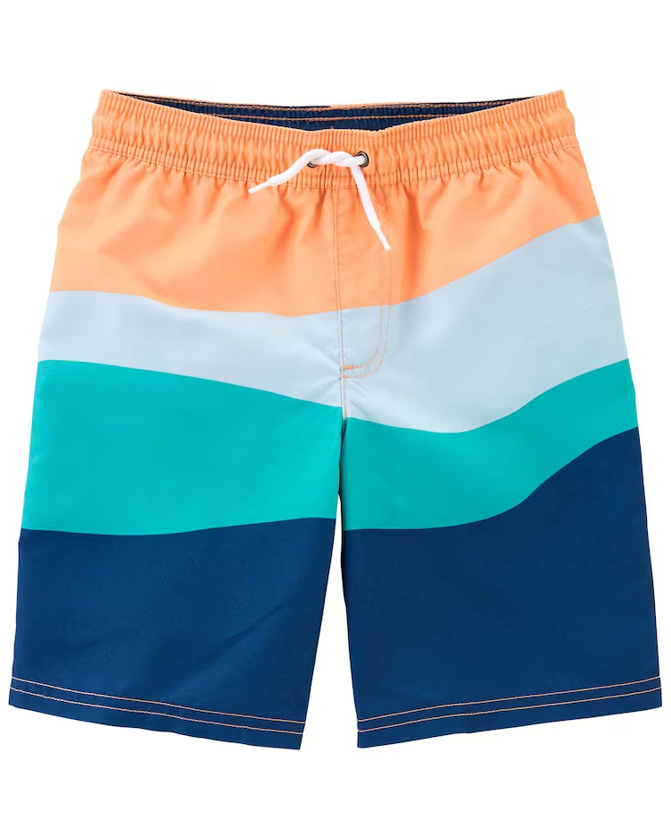 Bermuda água infantil com listras multicor |