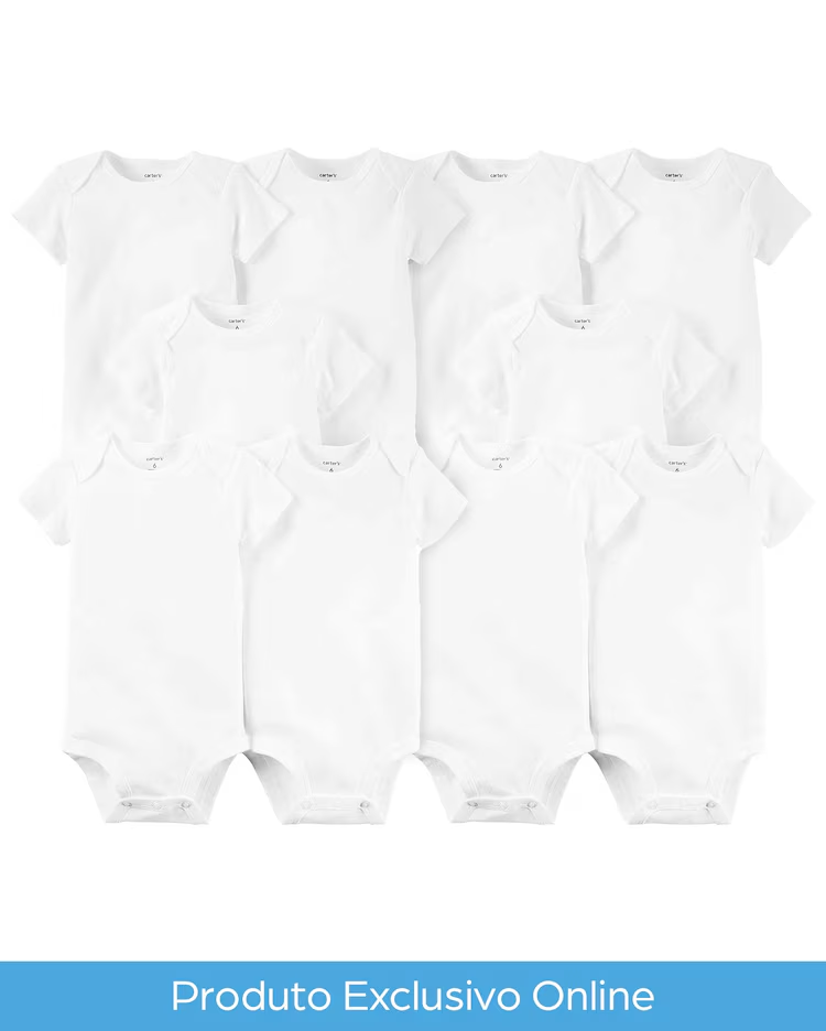 Kit body bebê 10 peças manga curta branco |