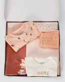 Kit conjunto longo bebê 3 peças + kit cueiro 4 peças listrado + caixa presente M multicor |