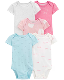 Kit body bebê 5 peças manga curta estampados multicor |