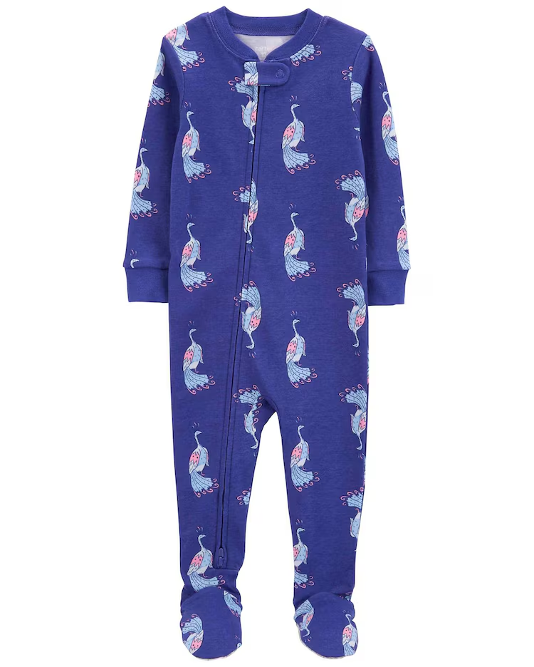 Macacão pijama bebê fleece pavão azul |