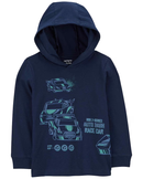 Blusa de moletom infantil com capuz carros azul |