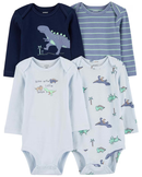 Enxoval bebê 8 peças manga longa listrado elefantes multicor |