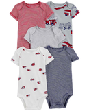 Kit body bebê 5 peças bombeiro listras multicor |
