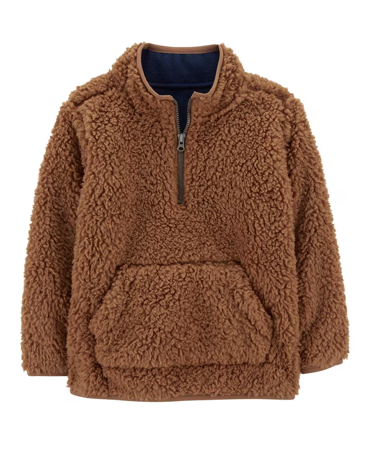 Blusa de sherpa infantil gola alta marrom |