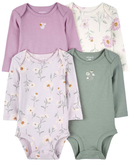 Kit body bebê 4 peças manga longa floral multicor |