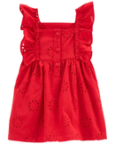 Vestido bebê com babados e laise vermelho |