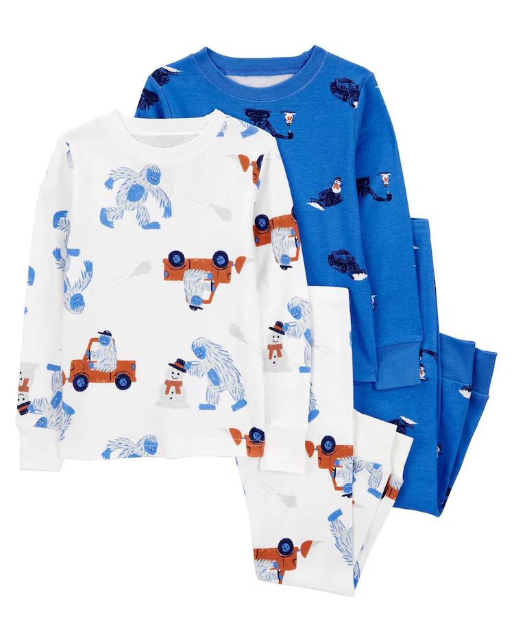 Pijama longo bebê 4 peças carrinhos multicor |