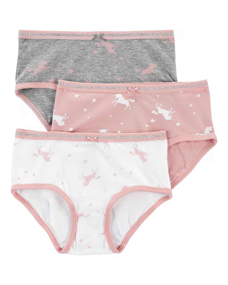 Kit calcinha infantil 3 peças unicórnios rosa |