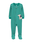 Macacão pijama infantil com pezinho patch cachorro verde |