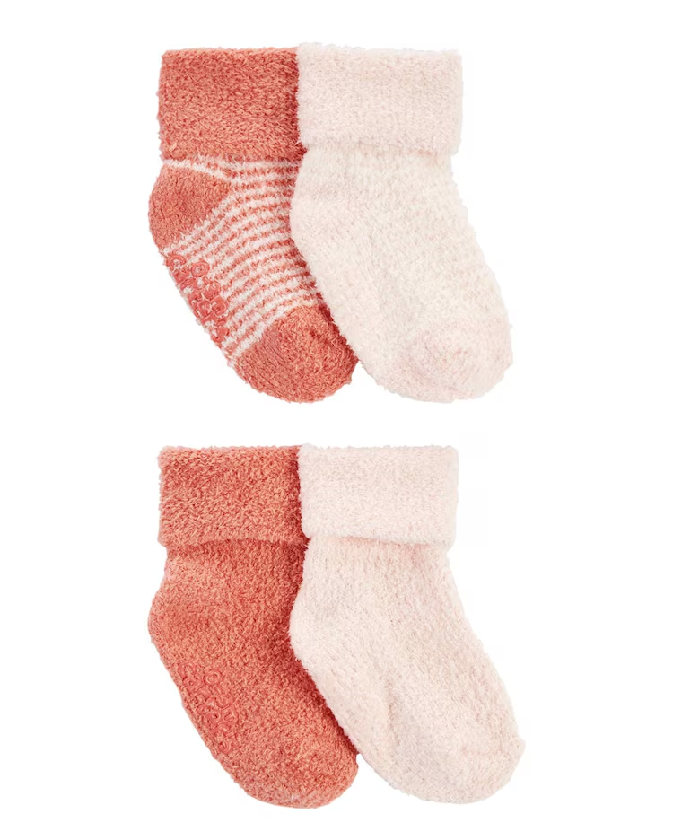 Kit meia bebê 4 pares punho dobrado listras multicor |