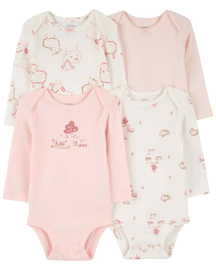 Kit body bebê 4 peças manga longa ovelhas multicor |