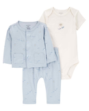 Conjunto longo bebê 3 peças avião de papel e sol multicor |