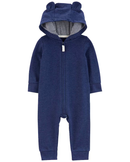 Macacão bebê com capuz azul |