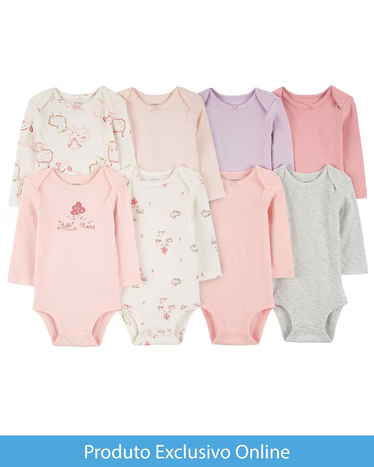 Enxoval bebê 8 peças manga longa ovelhas multicor |
