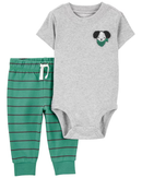 Conjunto longo bebê 2 peças cachorro listrado multicor |