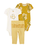 Conjunto longo bebê 3 peças floral com babados multicor |
