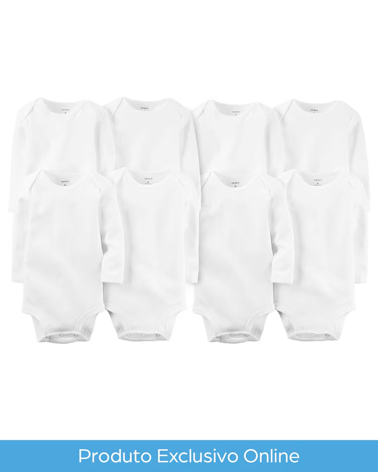 Kit body bebê 8 peças manga longa branco |
