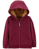 Blusão de moletom infantil com capuz e zíper vinho |