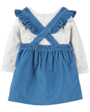 Salopete bebê 2 peças poá metalizado com meia-calça aveludada multicor |