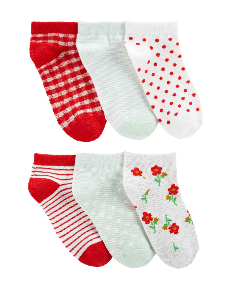 Kit meia infantil 6 pares listrada floral multicor |
