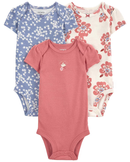 Kit body bebê 3 peças manga curta pássaro e floral multicor |