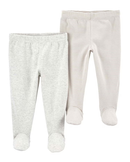 Kit calça bebê 2 peças cós elástico listrado multicor |