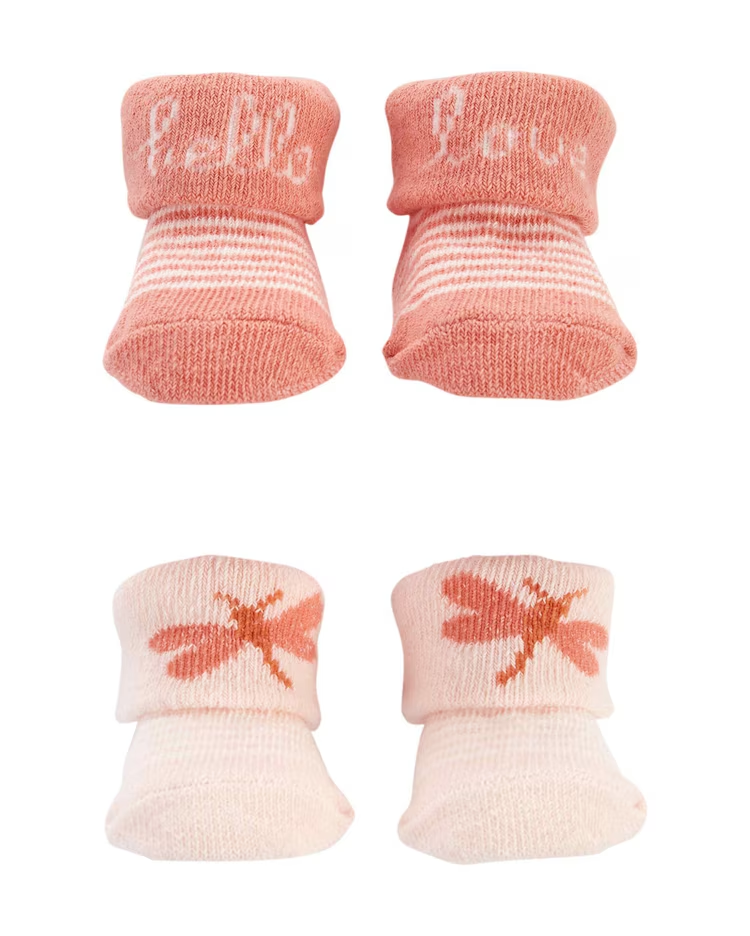 Kit meia bebê 2 pares listrado libélula multicor |