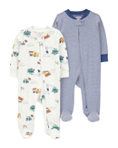 Kit macacão bebê 2 peças caminhão e listras multicor |